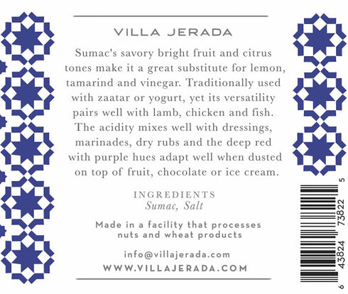 Villa Jerada, Sumac Coarse Premium Seasoning Spice - Featuring Cherry and Citrus Notes (New Lemony-Salty Partner to