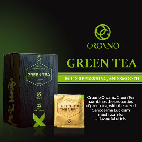 (1 25 ORGANO Green Tea with Ganoderma Lucidum Box of Sachets)