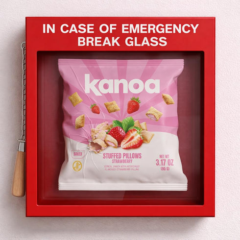 kanoa 3.17 oz (Pack 14) Filled Cereal Snacks Bags of Gluten Free Cereal Pillows Snack (Strawberry)