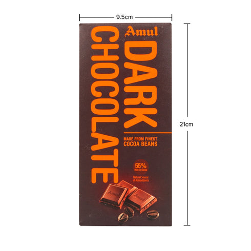 AMUL 55% 150g Pack 4 Cocoa Dark Chocolate Bar,