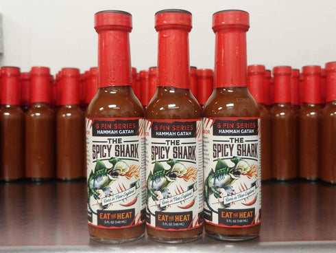 The Spicy Shark Hammah 7-Pot Gatah Extreme Heat Hot Sauce - Made with Scorpion Pepper, Habanero, Carolina Reaper Pepper