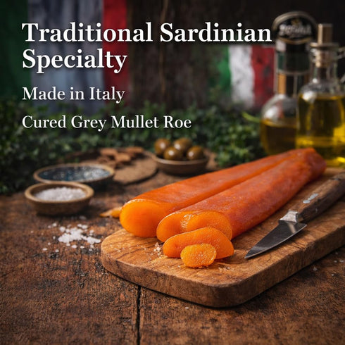 5 oz, Smeralda Bottarga di Muggine Whole Bottarga from Sardinia, Italian Grey Mullet Roe, Traditional Dried Fish Roe