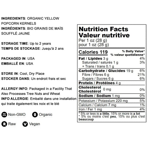 10 100% Food to Live Organic Yellow Popcorn, pounds Non-GMO Corn Kernels, Whole Grain, No Additives, No Preservatives