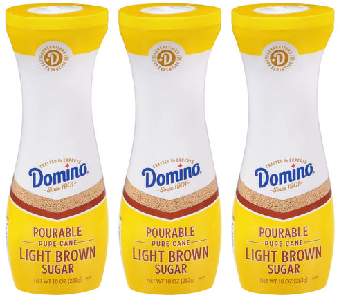 Domino Light Brown Sugar, Pourable Brown Sugar, 10 oz Flip Top Canister