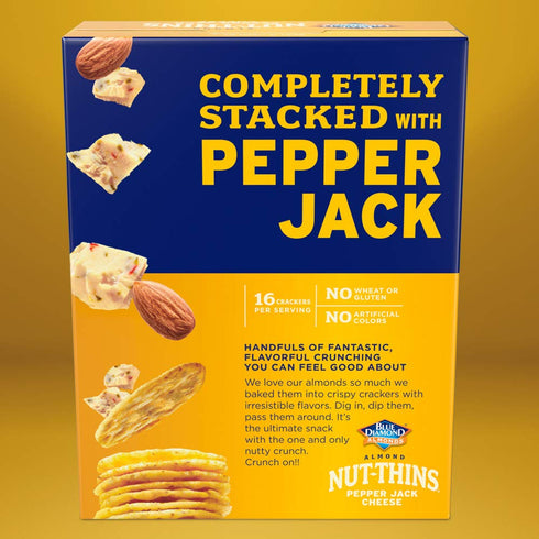 4.25 (Pack 12) Blue Diamond Almonds Nut Thins Cracker Crisps, Pepper Jack Cheese, Ounce
