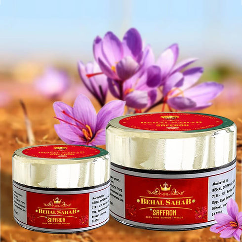 100% 0.106 oz (3 Behal Sahab Pure Saffron - Gram), Premium Quality, Handpicked Kashmiri Kesar, Natural & Aromatic