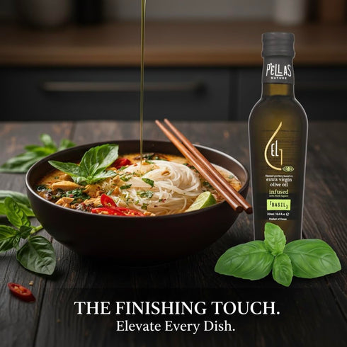 8.5 oz. Pellas Nature, Organic Basil Infused Greek Extra Virgin Olive Oil, Finishing oil, Gold Award Winner, Kosher