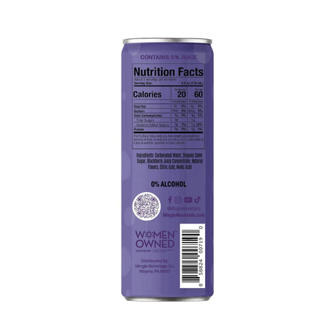 12 Pack, 12 oz Mingle Mocktails Blackberry Hibiscus Bellini Non Alcoholic Drinks, Alcohol Alternative Pre-Mixed Drinks