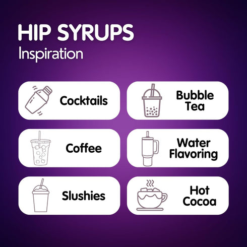 Hip Syrups - Grape Sugar Free Syrup Designed for Water Flavor, Bubble Tea, Boba Tea, Cocktails, Grape Flavoring, Water