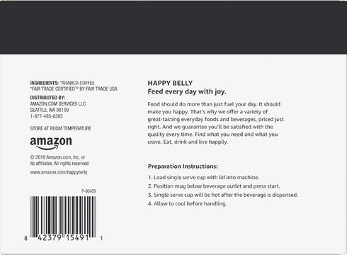 2.0 100 Count Amazon Brand - Happy Belly Medium Roast Coffee Pods, Colombian, Compatible with Keurig K-Cup Brewers