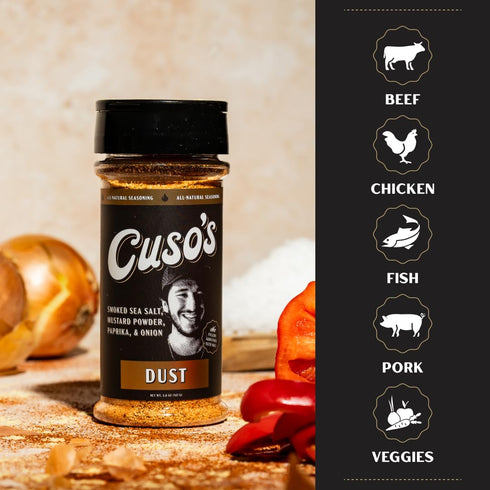 1 Count 5 oz Cuso's Dust BBQ Seasoning Rub - Steak Seasoning for Smoking, Grill. & Marinade - Spices for Steaks, Meat