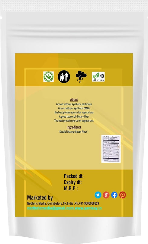 100% (300 Yamkay Organic Kadalai Maavu Pure Besan Flour (Gram Flour/Chickpea Flour) | Natural, Gluten-Free GM, Besan