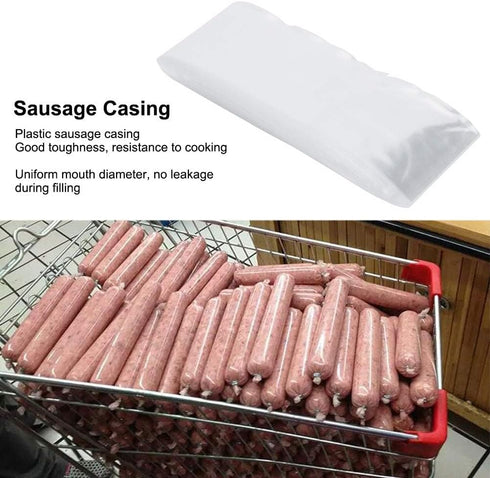 50M 50mm X Food Grade Plastic Sausage Casing Shell for Sausage Making, Healthy, Uniform Mouth Diameter, Multipurpose