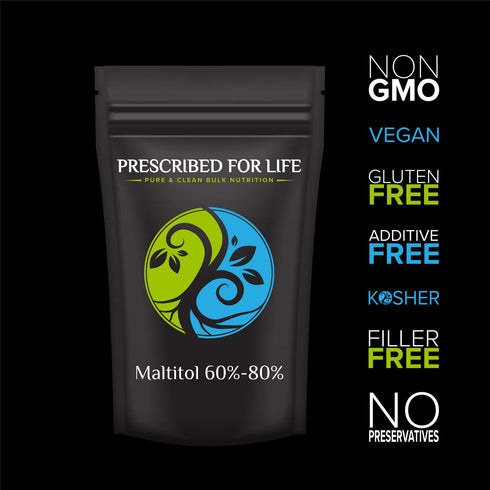 60-70% (12 oz 340 Prescribed for Life Maltitol Crystalline Powder | Low Calorie Sugar Substitute | Sweetness of Sugar |