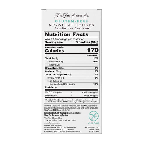 5.3 oz The Fine Cheese Co. No-Wheat Rounds | Gluten-Free Crackers | Imported from England |