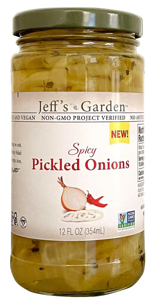 Pack, 12 (Pack 2) Jeff's Garden Pickled Onion Pickled Red Onion & Spicy Pickled Onion | Gluten Free | Fluid Ounce Jar