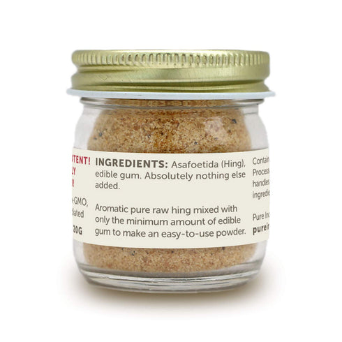 Pure Indian Foods Best Hing Ever (Asafoetida Powder), Indian Spice for Garlic & Onion Substitute, 20g Glass Bottle