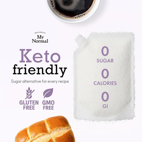 16oz 99.8% 1:1 0g (Pack 3) My Normal Keto Powdered Allulose - Allulose, Monk Fruit & Stevia Blend - Sugar Substitute