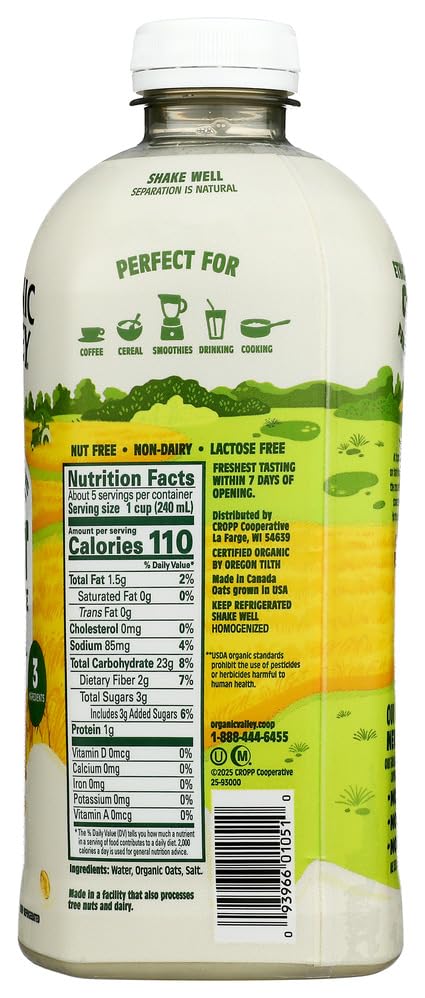 42 ORGANIC VALLEY Organic Simple Oat Beverage, FZ