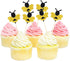 24 Pack Glitter Bumble Bee Cupcake Toppers for Baby Shower and Gender Reveal Party Decorations