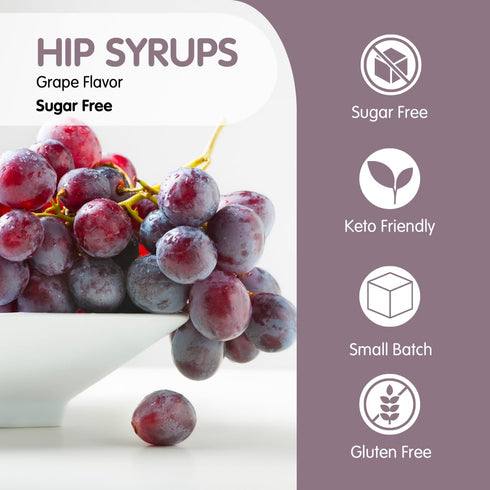 Hip Syrups - Grape Sugar Free Syrup Designed for Water Flavor, Bubble Tea, Boba Tea, Cocktails, Grape Flavoring, Water