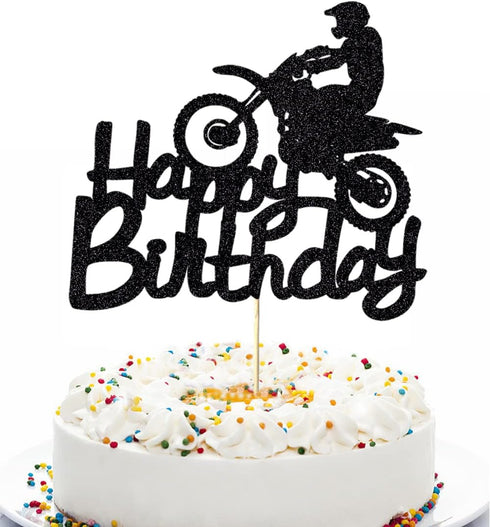 Qerleny Black Flash Happy Birthday Cake Topper, Sports Theme Cake Decoration for Birthday Party