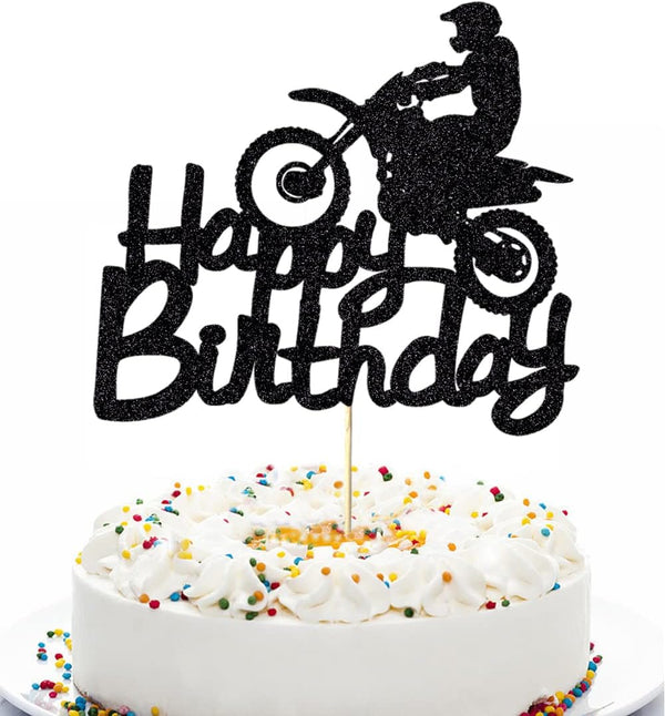 Qerleny Black Flash Happy Birthday Cake Topper, Sports Theme Cake Decoration for Birthday Party