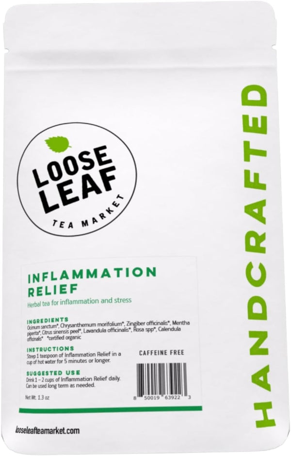 LOOSE LEAF Inflammation Relief Herbal Tea, Soothing Caffeine Free Organic Tea Blend for Stress