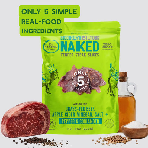 8 oz, Pack 2) Whole30 Brooklyn Biltong, Pepper & Coriander Tender Steak Slices (Pepper & Coriander, of - Grass Fed Beef