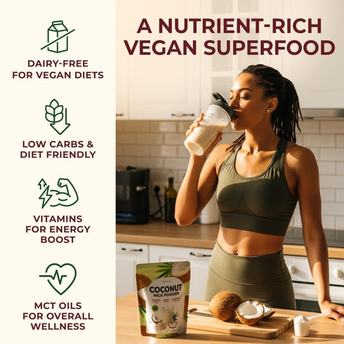 Set 2x1.1 Lb Gya Tea Co Coconut Milk Powder & Ashwagandha Powder - Plant-Based, Non-GMO, Filler-Free - For Smoothies