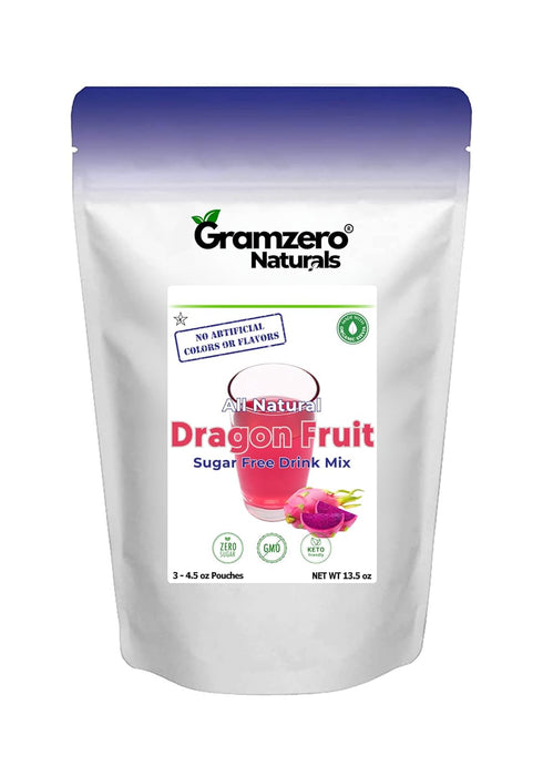 GramZero All Natural Dragon Fruit Zero Calorie Sugar Free Drink Mix, Great