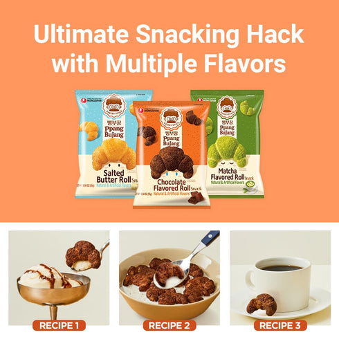1.94 oz (Pack 16) Nongshim Ppang Bujang Chocolate Flavored Roll Snack - Chocolate Flavor Croissant Bakery Good