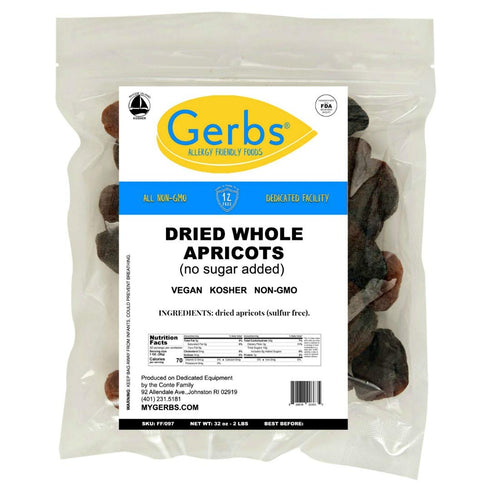 2 lbs. 14 Gerbs Dried Apricots | Unsulfured, No Artificial Additives, Resealable Bag | Naturally Sweet & Chewy | Top