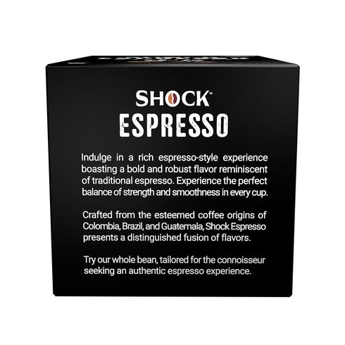 9.5 10 Shock Coffee Espresso Single Serve Cups | Extra High Caffeine Strong Coffee | Medium Dark Roast | ct