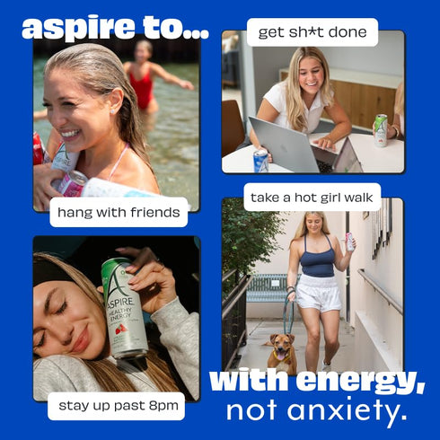 12 Pack ASPIRE Mixed Berry, Healthy Energy Drink with Low Caffeine, No Sugar, Carbs, and Keto Friendly