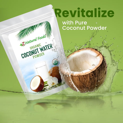 1 lb Z Natural Foods Organic Coconut Water Powder - Energy & Electrolyte Support - Perfect Pre/Post Workout - Vegan