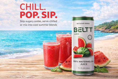 BELTT 100% 11.1oz Pack 12 Watermelon Juice Fruit Juice, Not From Concentrate, No Added Sugar, No Preservatives, No