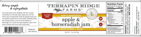 11 oz Terrapin Ridge Farms Apple Horseradish Jam Sweet & Spicy Jam for Meats, Cheese, and More Gluten Free, Vegan jar