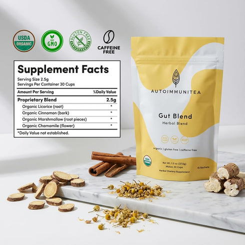 AutoimmuniTea 15 Digestive Tea Leaky Gut Blend by Overall Digestive Support, and Stomach Sooth, Made of Organic