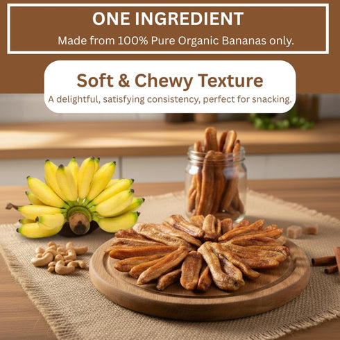100% (12.6 OZ Sundried Banana Strips | Certified Organic Whole Fruit Snacks | No Added Sugar, Unsulfured, Gluten-Free