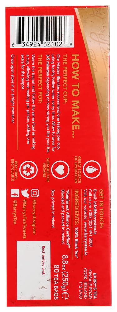 80 Count (COMINHKG041738) Barry's Tea Bags, Gold Blend