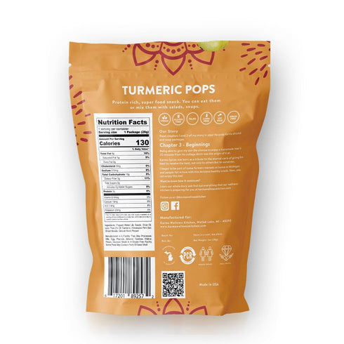 1 oz (Pack 12) Karma Turmeric Pops - Popped Water Lily Seeds Gluten-Free, Vegan, Non-GMO - Puffed Lotus Seeds On-the-Go