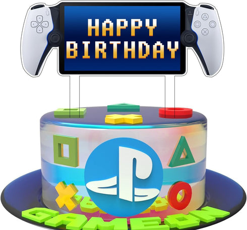 Video Game Cake Toppers - PS Portal Game Controller Theme Cake Decorations for Boys Birthday Party