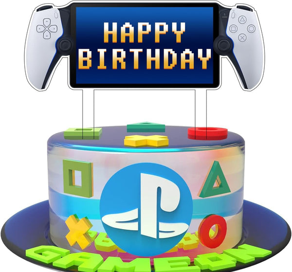 Video Game Cake Toppers - PS Portal Game Controller Theme Cake Decorations for Boys Birthday Party