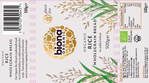 Biona 500g Organic - Gluten Free Bread - Rice Bread
