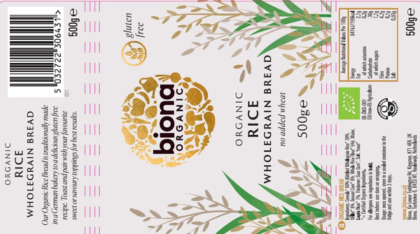 Biona 500g Organic - Gluten Free Bread - Rice Bread