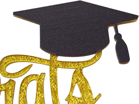 Congrats Grad Cake Topper - 2025 Graduation Party Decorations (Gold & Black)