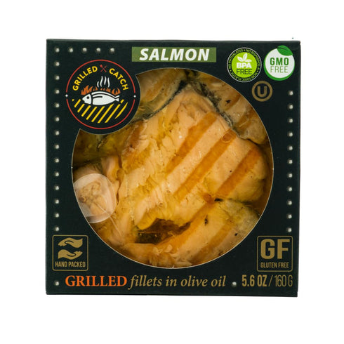 Pack Grilled Catch Canned Fish Variety Wild Caught Mackerel, Grilled Salmon, Yellowfin Tuna & Herring in Olive Oil