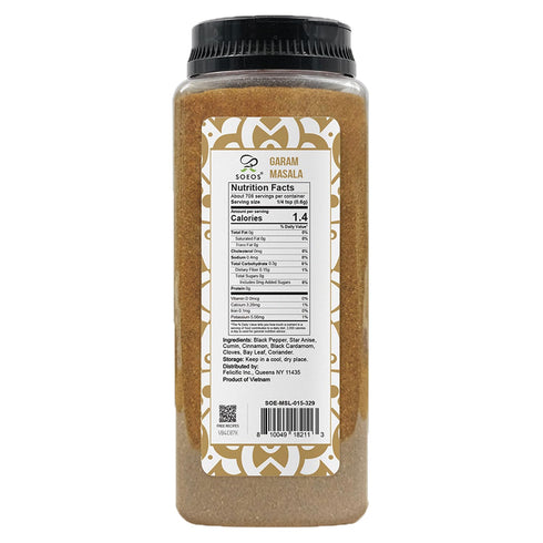 Soeos Garam Masala, 15 oz (425g), Garam Masala Powder, Indian 8-Spice Blend, Salt-No, Vegan, No Colors, Gluten Friendly, Non-GMO, Masala Seasoning, Garam Masala Bulk