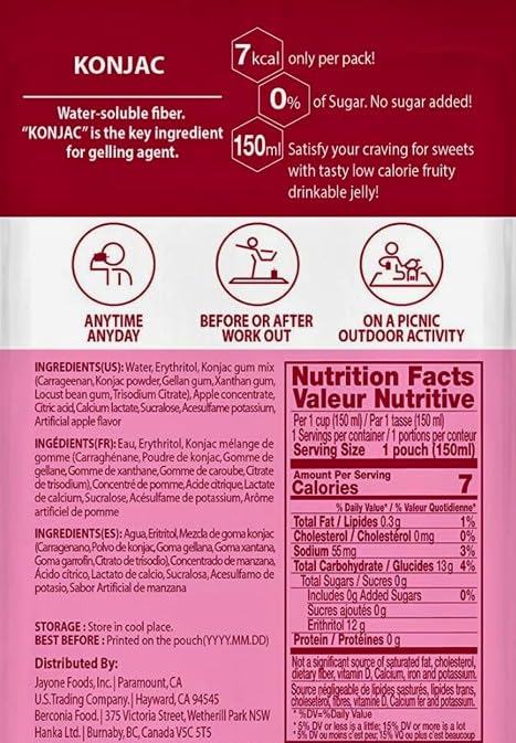 Generic 8 (16 Pack) 0 3-7 150ml Drinkable Konjac Jelly B Pouches Flavor Variety | Gram Sugar, Only Calories | Healthy